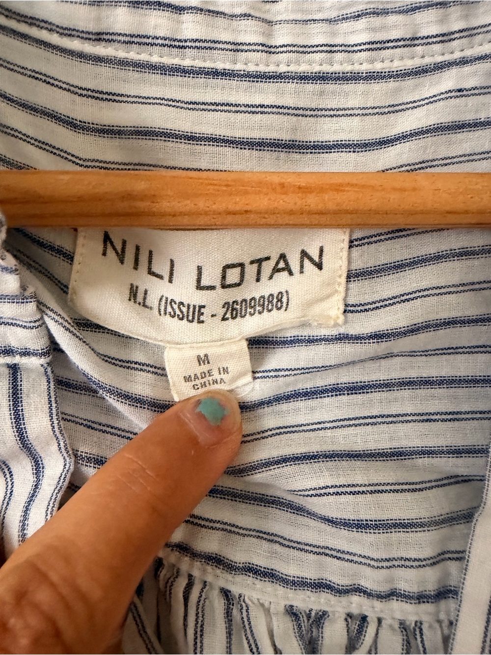 Nili Lotan Navy & White Button-Down - Picture 3 of 4
